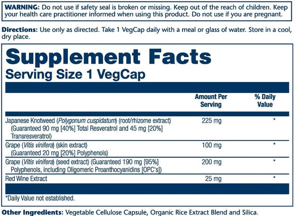 SOLARAY Triple Strength Resveratrol 225mg (60 VegCaps)