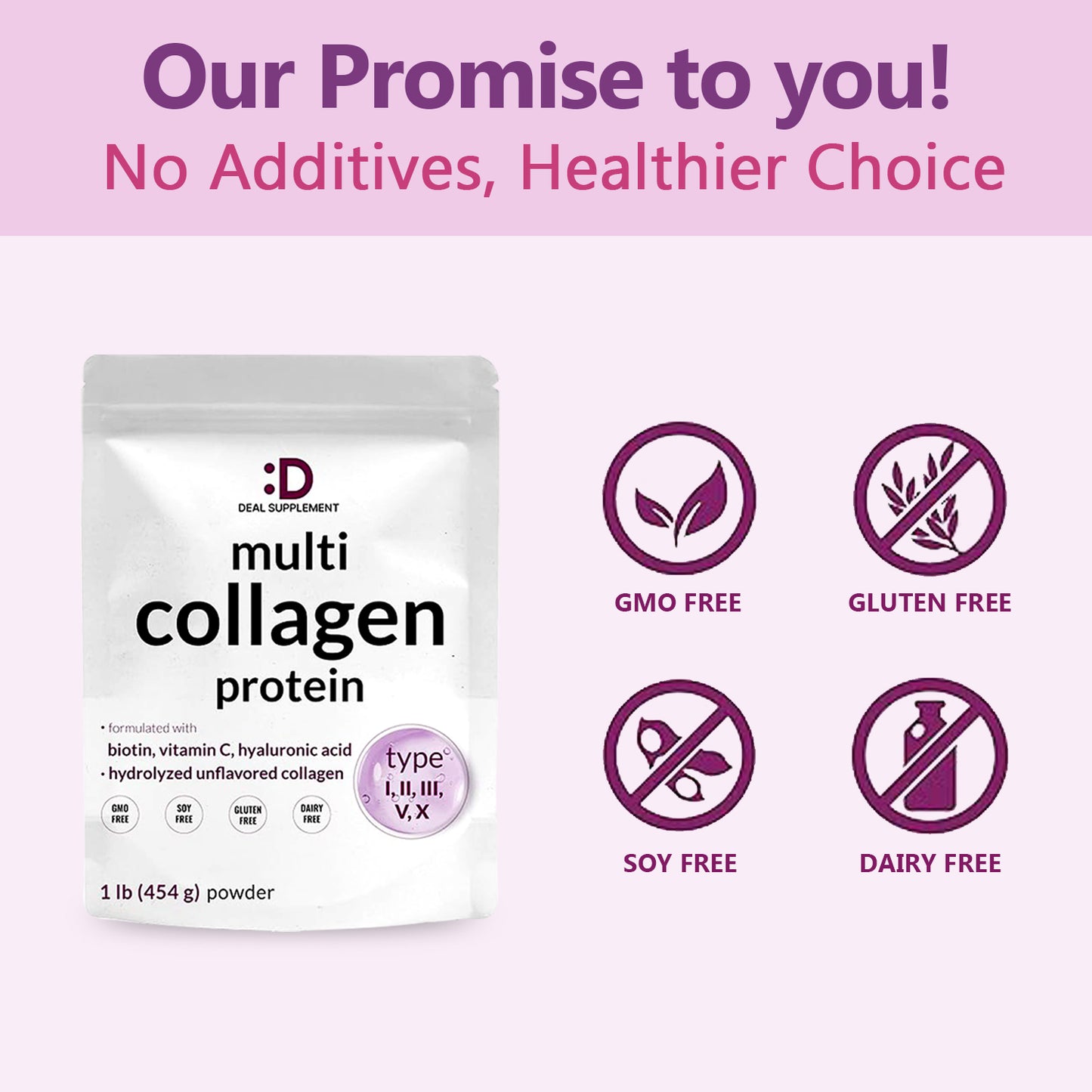 DEAL SUPPLEMENT Multi Collagen Peptides Powder - Dietary Hydrolyzed Protein Peptides for hair, skin, nail -Hyaluronic Acid, Biotin & Vitamin C