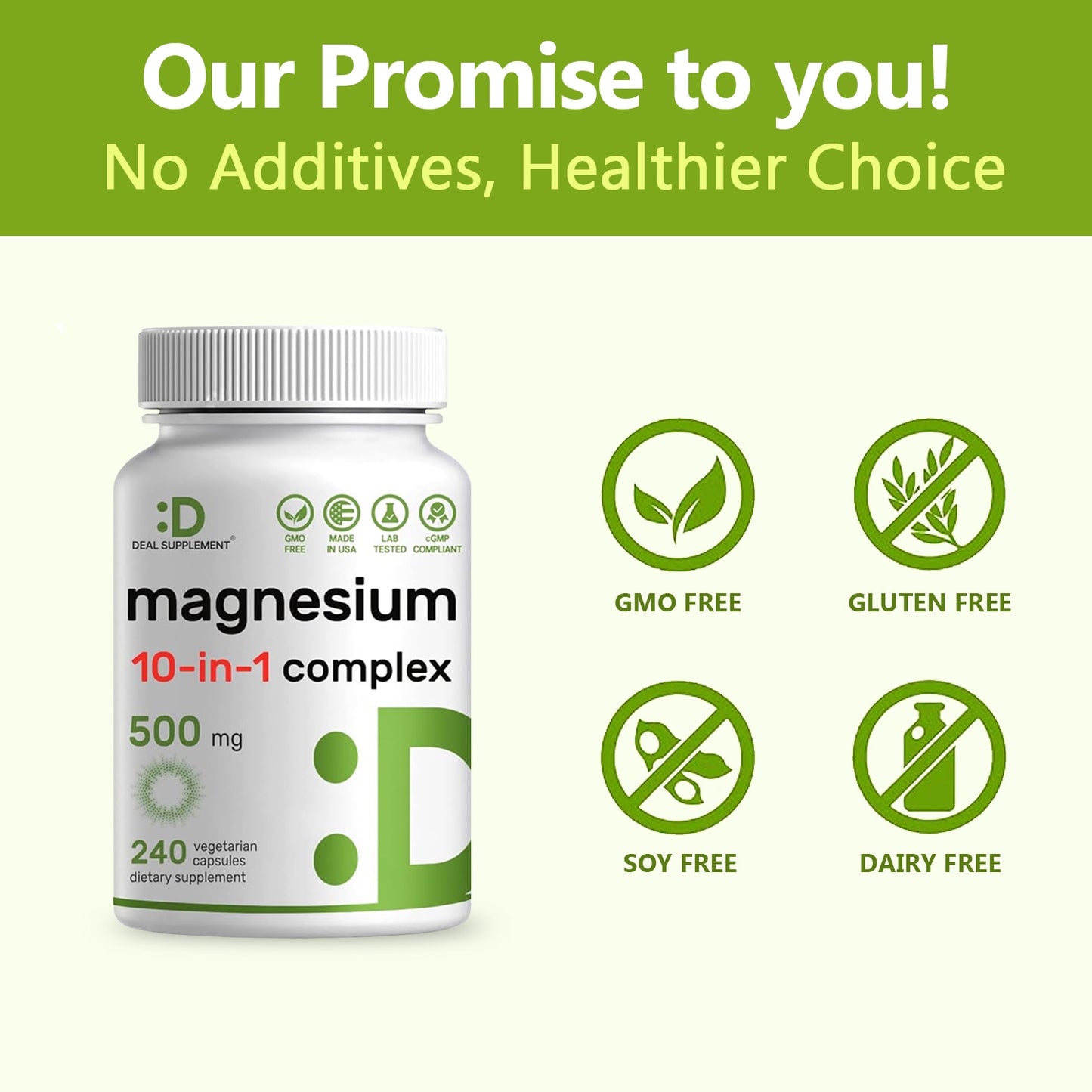 DEAL SUPPLEMENT 10-in-1 Magnesium Complex | 500mg of Magnesium Malate, Citrate,Taurate, & Aspartate for Sleep, Muscles, Nerves & Energy | 240 Capsules