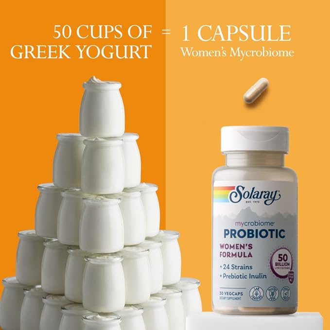 SOLARAY Mycrobiome Probiotic Women's Formula, 24 Strain, 50 Billion CFU (30 VegCaps)