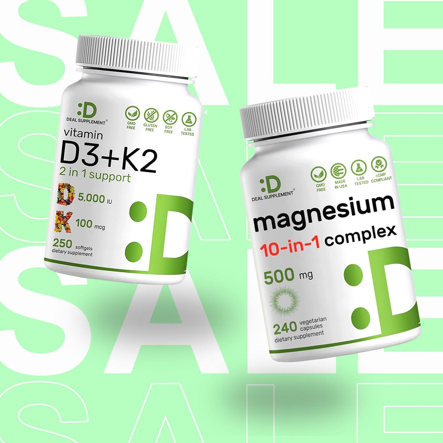 DEAL SUPPLEMENT 10-in-1 Essential Magnesium Complex+Vitamin D3&K2 BUNDLE | Bones, Nerve Function, Sleep, Heart, Immune System, Brain, Relaxation