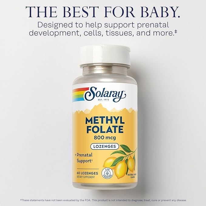 SOLARAY Methyl Folate 800mcg (Lemon | 60 Lozenges)