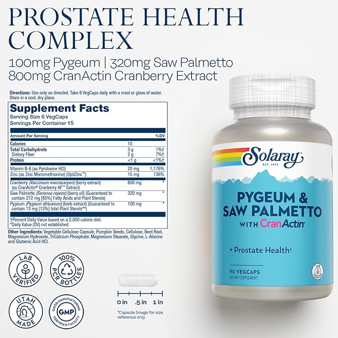 SOLARAY Pygeum & Saw Palmetto w/CranActin (90 VegCaps)