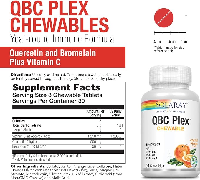 SOLARAY QBC Plex Quercetin & Bromelain (Orange | 90 Chewables)