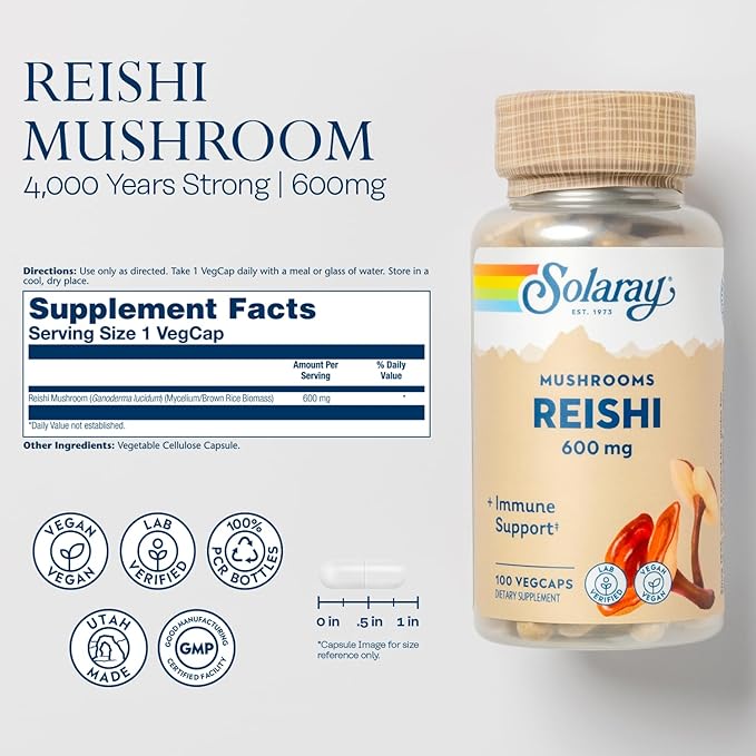 SOLARAY Reishi Mushroom 600mg (100 VegCaps)