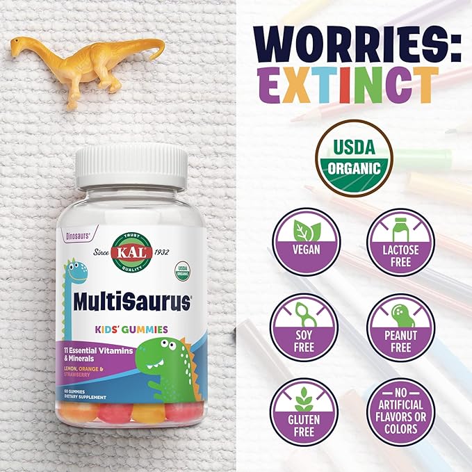 KAL MultiSaurus® Kids Organic Multivitamin Gummy (60 Gummies)