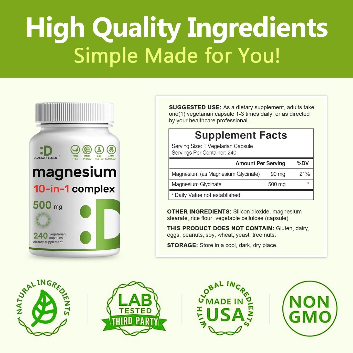 DEAL SUPPLEMENT 10-in-1 Essential Magnesium Complex+Vitamin D3&K2 BUNDLE | Bones, Nerve Function, Sleep, Heart, Immune System, Brain, Relaxation