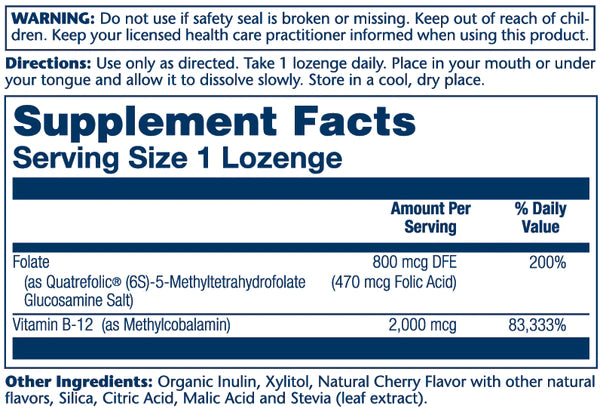 SOLARAY B-12 + Methyl Folate (Cherry | 60 Lozenges)