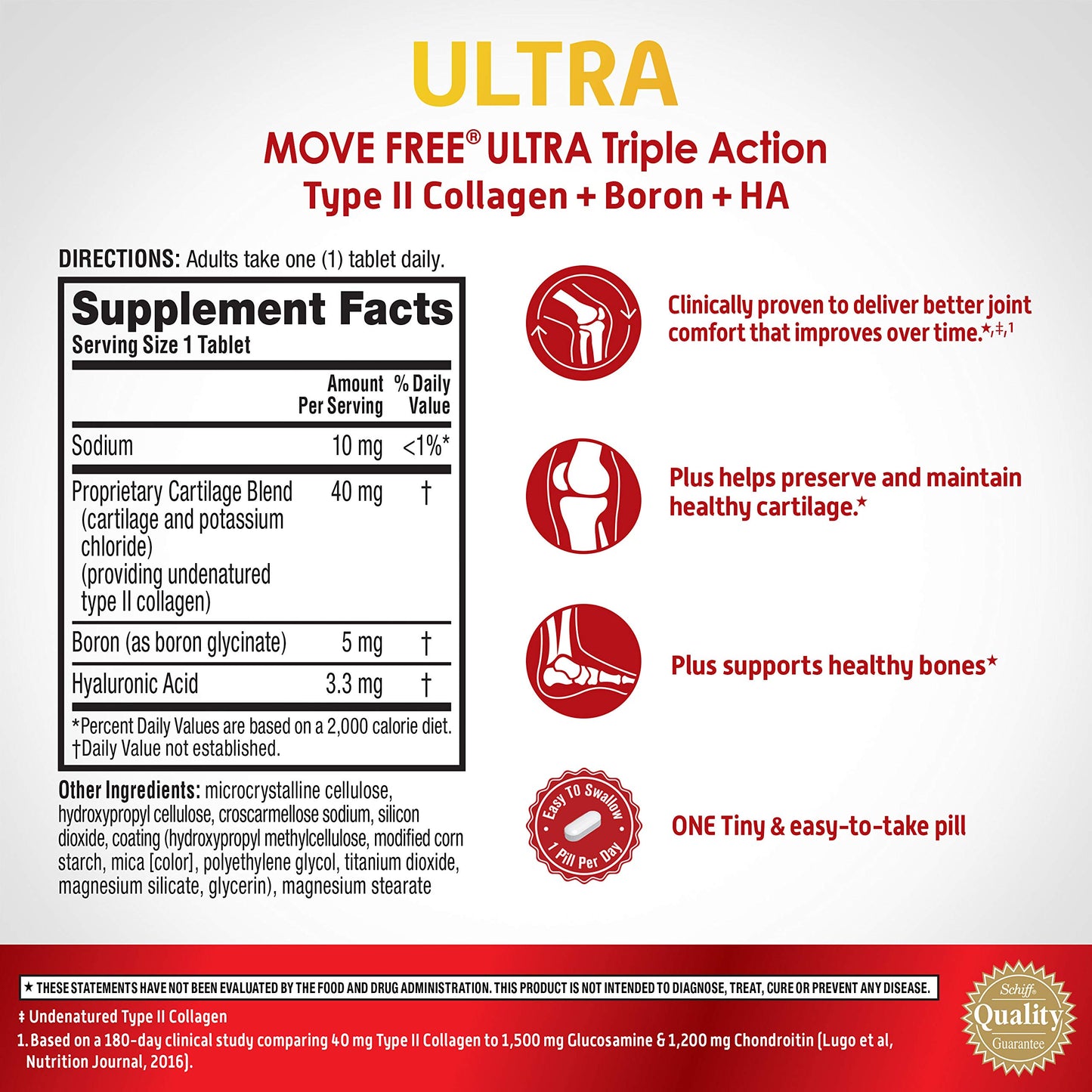Movefree Ultra Triple Action Joint Support Supplement, Tablets(75 Count Box)