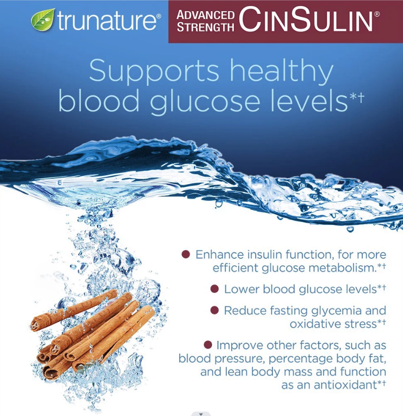 Trunature Advanced Strength CinSulin 500mg., 200 Vegetarian Capsules