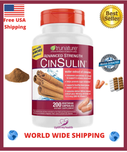 Trunature Advanced Strength CinSulin 500mg., 200 Vegetarian Capsules