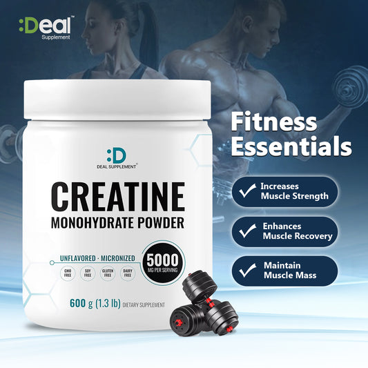 Deal Supplement Creatine Monohydrate Powder Fitness Healthcare Supplement for improve，Strength and Endurance Muscle 600g-5g per Serving