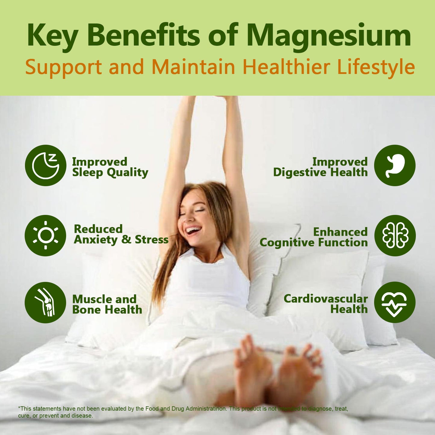 DEAL SUPPLEMENT Magnesium Glycinate 500mg|Support Sleep, Muscles, Nerves，Energy Dietary Healthcare | Vegan, Non-GMO | 240 Capsules
