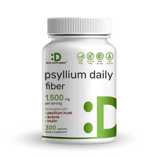 DEAL SUPPLEMENT Psyllium Husk Capsules –Soluble Fiber | Optimum Digestive Health for Gut & Colon | Prebiotics