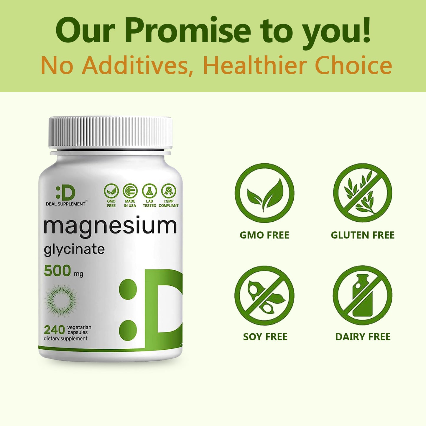 DEAL SUPPLEMENT Magnesium Glycinate 500mg|Support Sleep, Muscles, Nerves，Energy Dietary Healthcare | Vegan, Non-GMO | 240 Capsules