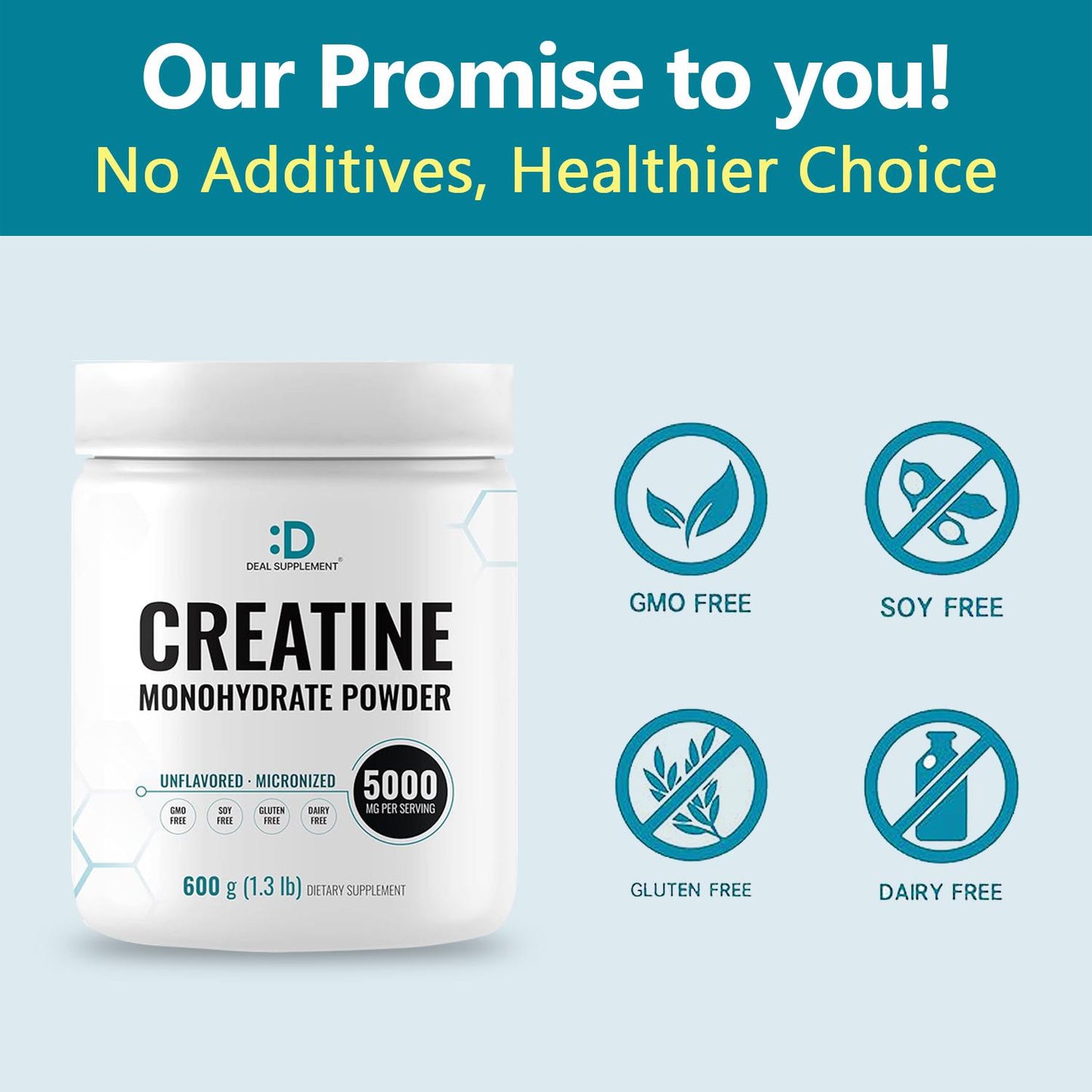 Deal Supplement Creatine Monohydrate Powder Fitness Healthcare Supplement for improve，Strength and Endurance Muscle 600g-5g per Serving