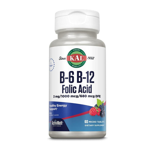 KAL Vitamin B-6, B-12 & Folic Acid Supplement (60 ActivMelt Micro Tablets)