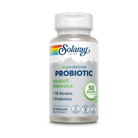 SOLARAY Mycrobiome Probiotic Weight Formula, 50 Billion, 18 Strain Once Daily (30 VegCaps)