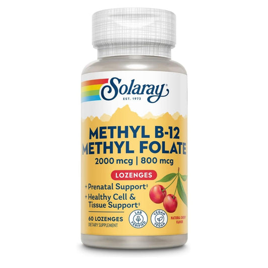 SOLARAY B-12 + Methyl Folate (Cherry | 60 Lozenges)