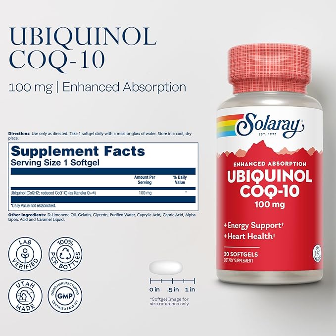SOLARAY CoQ-10 Ubiquinol EA 100mg (30 softgels)