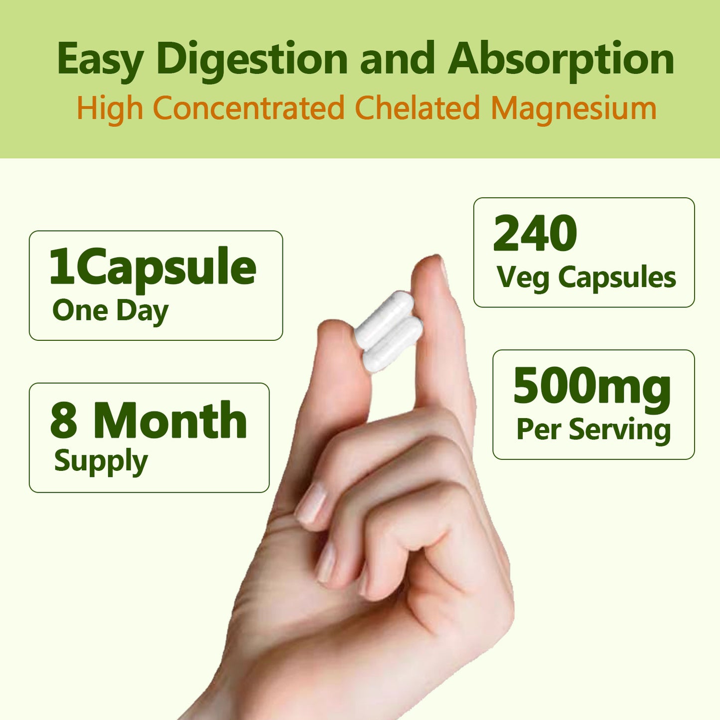 DEAL SUPPLEMENT Magnesium Glycinate 500mg|Support Sleep, Muscles, Nerves，Energy Dietary Healthcare | Vegan, Non-GMO | 240 Capsules