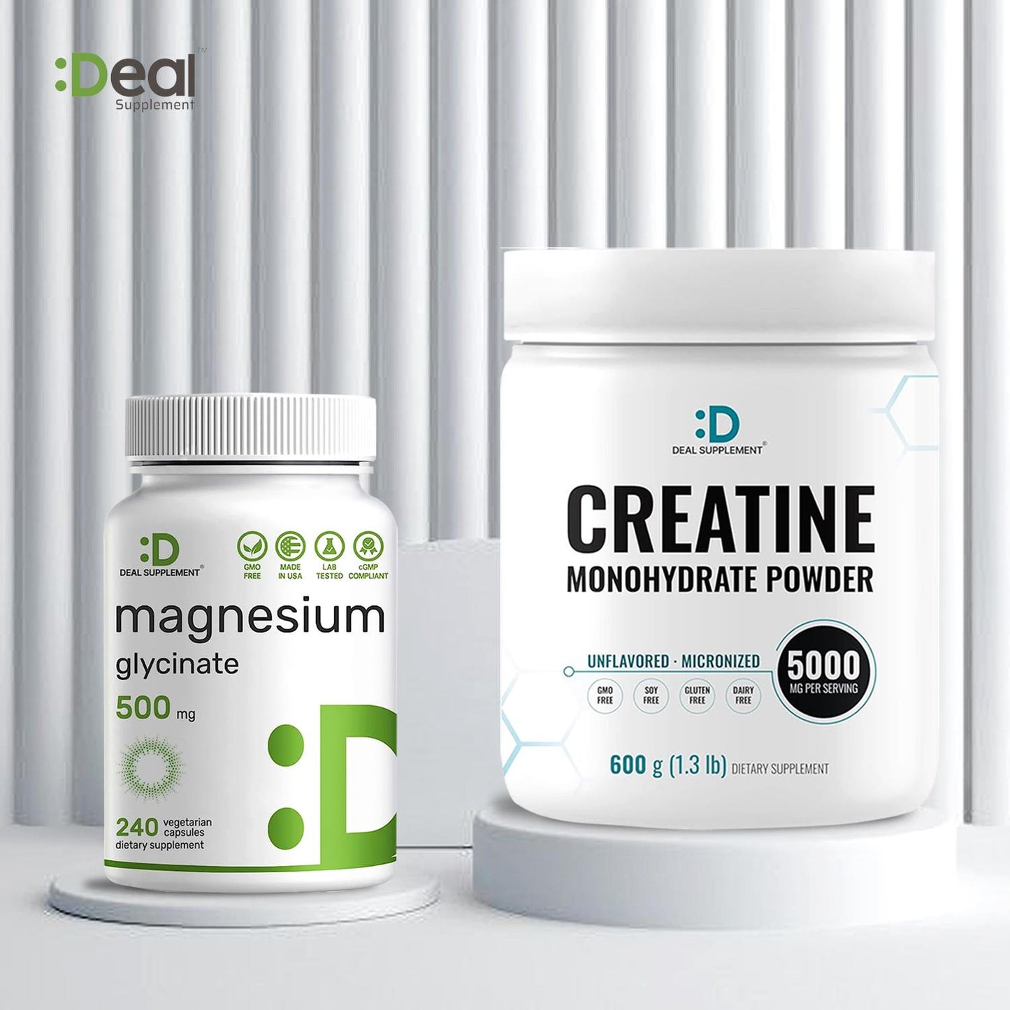 Deal Supplement Creatine Monohydrate Powder + Glycinate Magnesium [2-in-1 BUNDLE] | Muscle Maintenance, Strength & Energy Production, Nerve, Sleep