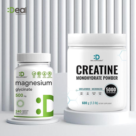 Deal Supplement Creatine Monohydrate Powder + Glycinate Magnesium [2-in-1 BUNDLE] | Muscle Maintenance, Strength & Energy Production, Nerve, Sleep