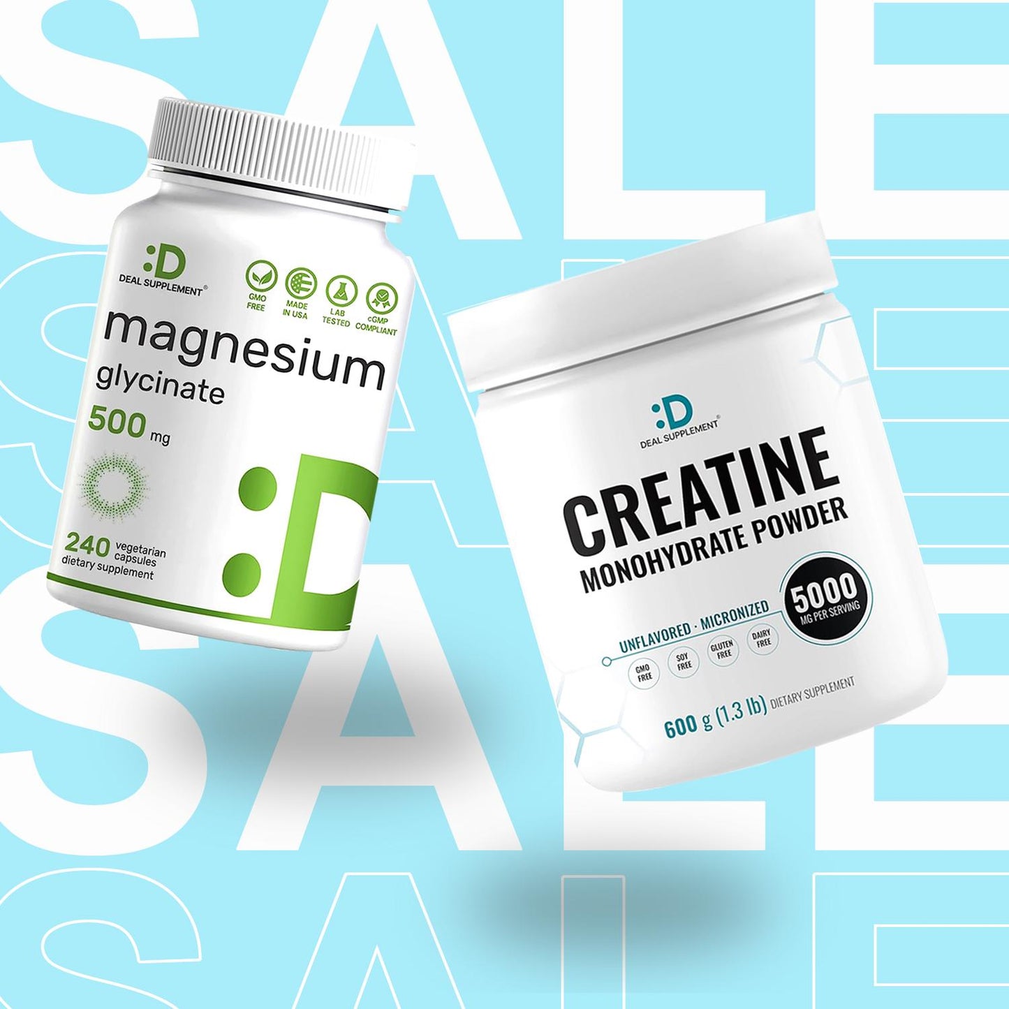 Deal Supplement Creatine Monohydrate Powder + Glycinate Magnesium [2-in-1 BUNDLE] | Muscle Maintenance, Strength & Energy Production, Nerve, Sleep