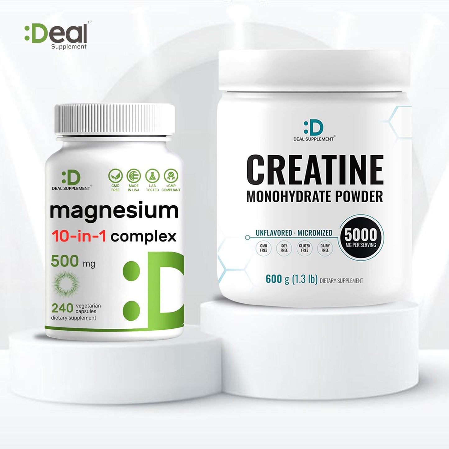 Deal Supplement Creatine Monohydrate Powder + 10-in-1 Magnesium Complex [2-in-1 BUNDLE] | Fitness, Muscle Maintenance, Strength & Energy Production