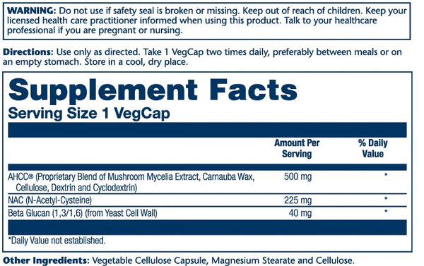 SOLARAY AHCC® + NAC & Beta Glucan (30 VegCaps)