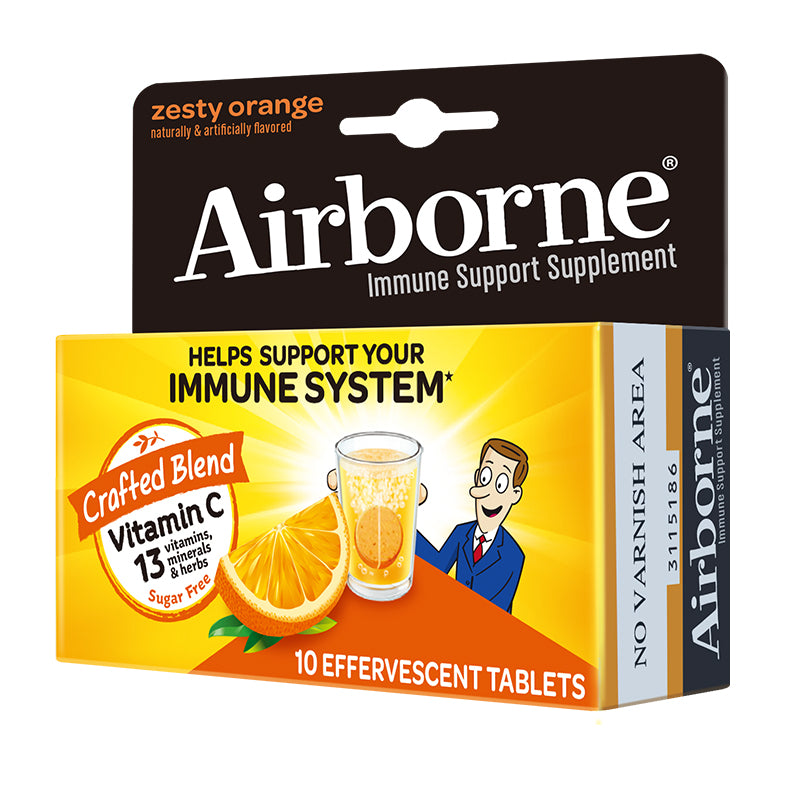 Airborne 1000mg Vitamin C with Zinc Effervescent Tablets （10 Count Box）