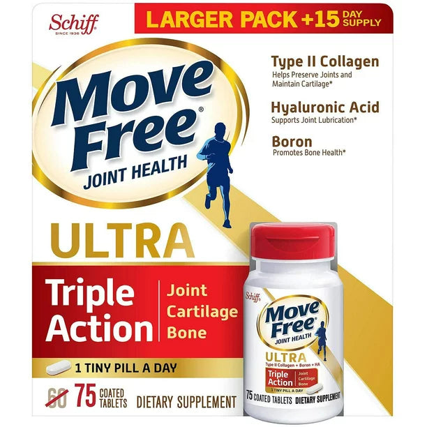 Movefree Ultra Triple Action Joint Support Supplement, Tablets（75 Count Box）