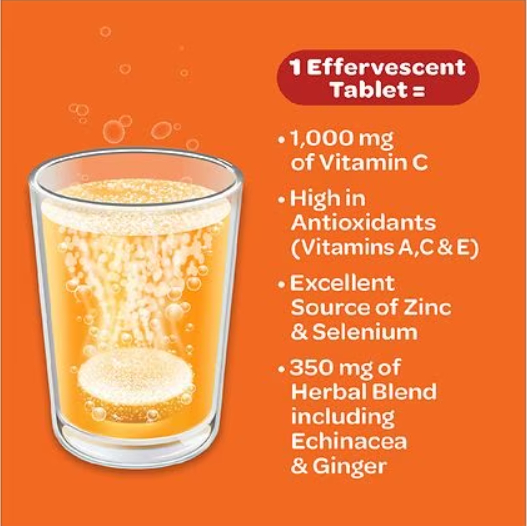 Airborne 1000mg Vitamin C with Zinc Effervescent Tablets （10 Count Box）