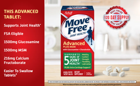 MoveFree Advanced Plus MSM with Glucosamine & Chondroitin, Tablets (120 Count Box)