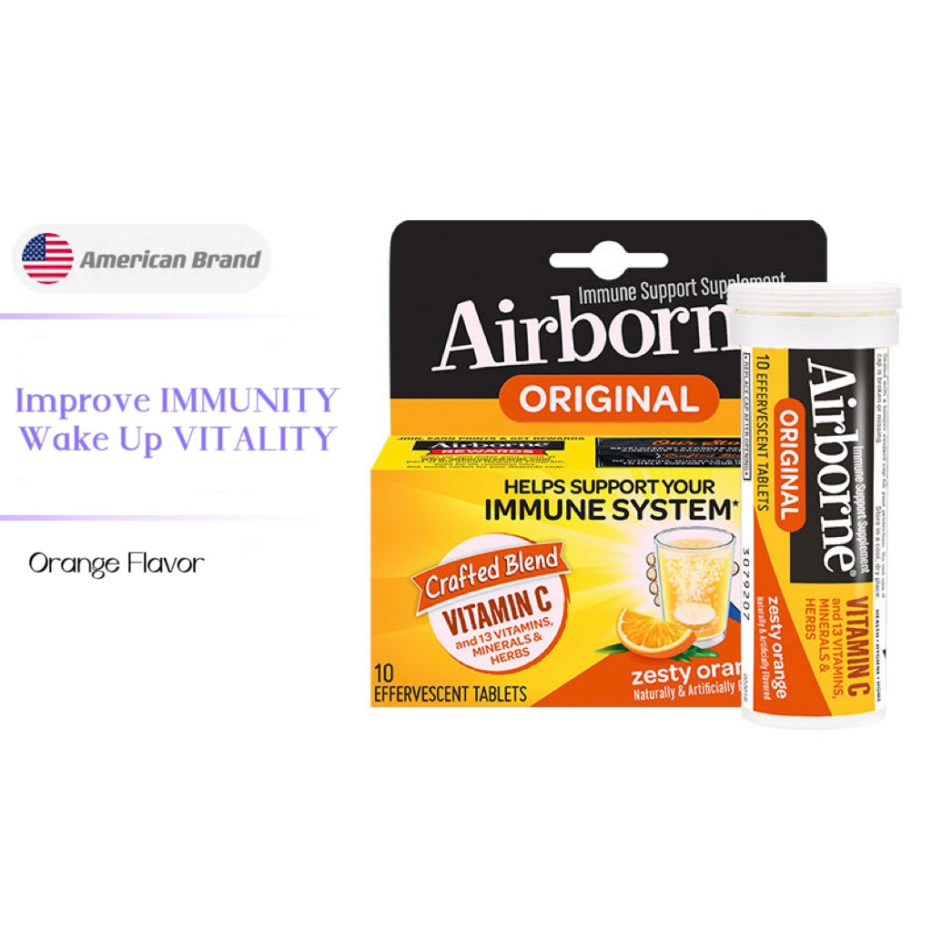 Airborne 1000mg Vitamin C with Zinc Effervescent Tablets （10 Count Box）