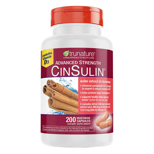 Trunature Advanced Strength CinSulin 500mg., 200 Vegetarian Capsules