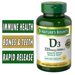 Nature's Bounty Vitamin D3 125 mcg, 400 Softgels