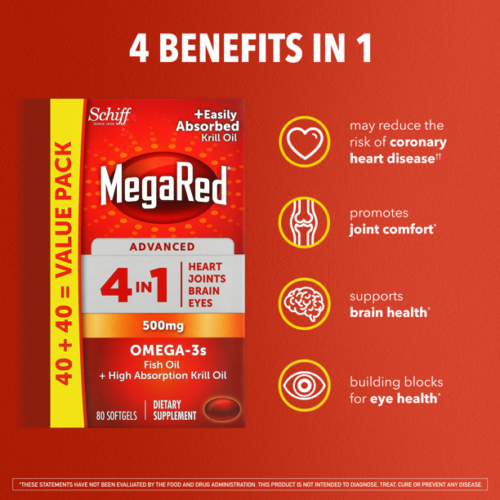Megared Package MegaRed Advanced 4 In 1 500 mg 80 Softgels – Vita Store